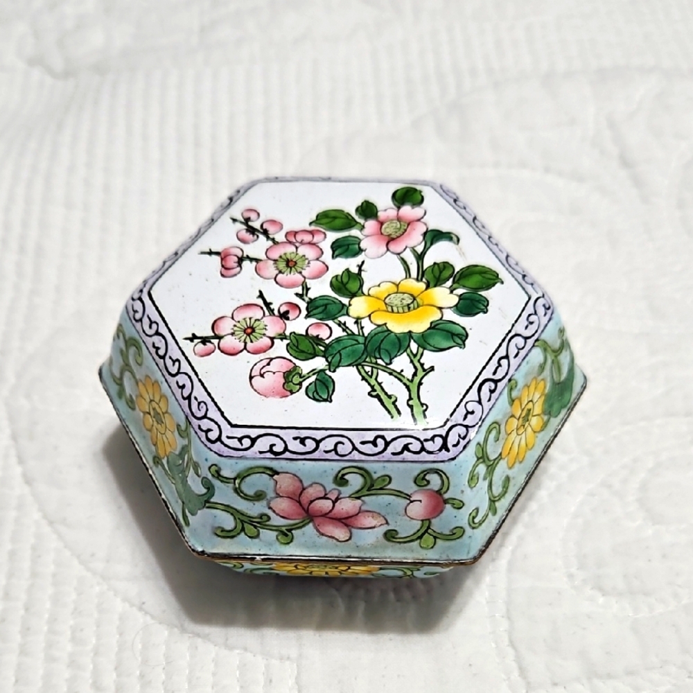 Painted Brass Trinket Box